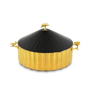 Dernière conception de chauffe-plats pot chaud rond en or noir et couleur casserole en fer marmite avec couvercle de la plus haute qualité - Product Image 1
