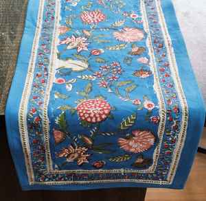 Camino de mesa Floral estampado de bloque de mano de tela de lino de algodón grueso de alta calidad para decoración del hogar y Hotel para Navidad - Product Image 2