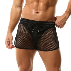 กางเกงขาสั้นตาข่ายสำหรับออกกำลังกายของผู้ชายกางเกงบ็อกเซอร์สำหรับใส่เล่นกีฬามีกระเป๋าแบบมีเชือกรูดกางเกงลำลองผ่าข้างแบบหลวมระบายอากาศได้ดี - Product Image 3