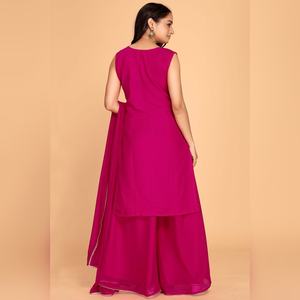 Conjunto de Kurti Plazzo con Lentejuelas Georgette para Mujer, Ropa de Fiesta India, Kurti al por Mayor, Pantalones Kurti para Mujer, Kurti Chino - Product Image 1