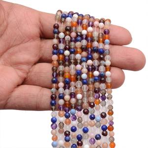 AAA + Multi Gemstone 4mm-5mm Cuentas redondas facetadas | Strand 13 "| Esfera de piedras preciosas semipreciosas de mezcla natural/Cuentas de bolas para joyería - Product Image 4