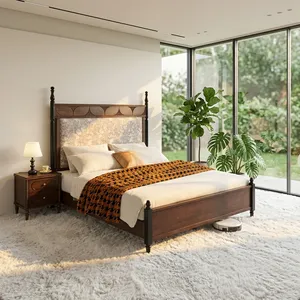 เตียงไม้แอชแข็งแรงทนทานแบบดั้งเดิมสำหรับห้องนอนใหญ่ - Product Image 4