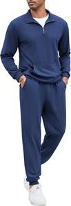 Custom High Quality <b>Men's</b> 2-Piece Quarter <b>Zip</b> Sweatsuit Set Casual Athletic Running Jogging Tracksuits for Winter Season - Product Image 5