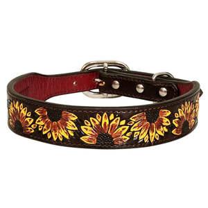 Leather <b>Dog</b> Collar Hot and Newly Style Rivet Design Genuine Leather <b>Dog</b> Collar <b>Dog</b> Neck Collar Brown Color - Product Image 1