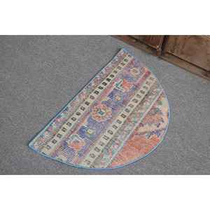 Tapis turc vintage 2,4x1,4 pieds, tapis camouflage bleu - Product Image 3