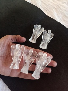 Figurine d'ange en quartz clair naturel sculpté, pierre de guérison Reiki, décoration intérieure, cadeau, vente en gros de Rais Agate - Product Image 1