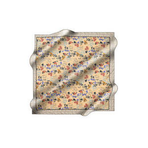 Pañuelo Cuadrado de Seda Satinada con Estampado Floral - Diseño Digital con Patrón de Puntos - Product Image 1