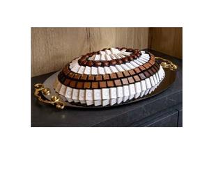 Plateau de service de luxe en métal plaqué or de forme ovale pour plateau de collations au chocolat pour restaurant, hôtel et vaisselle - Product Image 1