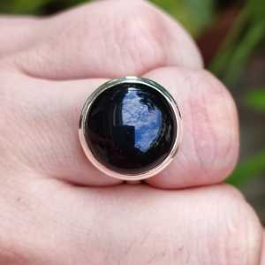 925 Sterling Silver Handmade Women's <b>Statement</b> <b>Ring</b> Black Onyx Round Gemstone Gift for Occasions Licensed Private Brand - Product Image 3