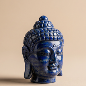 รูปปั้นพระพุทธรูปแกะสลักด้วยมือพร้อม Lapis Lazuli ธุรกิจหัตถกรรมแกะสลักกึ่งมีค่าทำในอินเดีย - Product Image 6