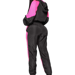 2025ใหม่ชุดกันลมบล็อกสีขนาดใหญ่พิเศษสำหรับผู้หญิงชุดวอร์ม2ชิ้นย้อนยุคกางเกงวิ่งจ๊อกกิ้งและแจ็คเก็ตแบบมีซิป - Product Image 3