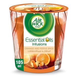 Vela aromática Air Wick Essential Oils Infusion con aroma a naranja y especias festivas en vaso de vidrio de 105 g - Product Image 2