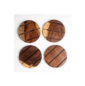 Vente en gros de sous-verres carrés en bois d'acacia foncé clair avec finition unie personnalisée sous-verres carrés en bois pour boissons - Product Image 3