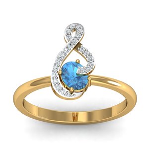 S <b>Letter</b> Blue Topaz Zircon Ring 18k Gold Plated <b>Brass</b> Wholesale Ring For Women - Product Image 3