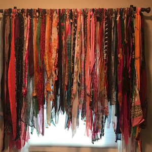 Vintage Boho Gordijn Bohemian Gehakte Lap Valance Kleurrijke Gordijn Home Decor Gors Banner Kleurrijke Feestelijke Stof Gors