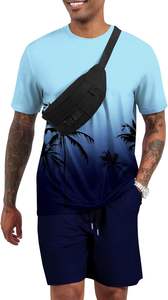 เสื้อยืดและกางเกงขาสั้นสำหรับผู้ชายชุด2ชิ้นพิมพ์โลโก้ออกแบบได้ตามต้องการสำหรับฤดูร้อน - Product Image 2