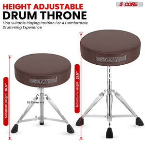 5 Core Drum Throne 3 Thick <b>Padded</b> Memory Foam Comfortable Drummer <b>Stool</b> 200Lb Capacity Adjustable - Product Image 5