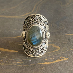16.4 Grams Chunky Labradorite Fashion <b>Ring</b> Trendy Vintage <b>Statement</b> <b>Ring</b> with Bezel Setting Free Size Gift - Product Image 1