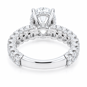 Bague de fiançailles en or blanc 14 carats avec diamant ovale cultivé en laboratoire certifié IGI, clarté VVS2, couleur E, 3,02 carats, poids total des pierres 5,22 carats - Product Image 4