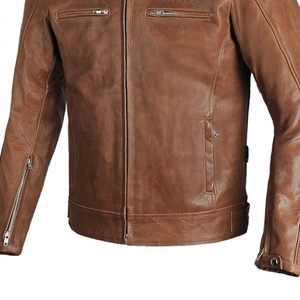 Motorcycle Perforated Leather Natural Grain Stylish Black Genuine Leather Windproof Waterproof Jacket for Bikers - Product Image 5