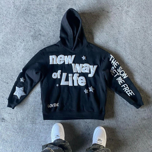 เสื้อฮู้ดดี้แบบซิปครึ่งตัวทรงสลิมฟิตสำหรับผู้ชาย ผ้าคอตตอน/โพลีเอสเตอร์เนื้อหนา คุณภาพสูง สำหรับฤดูหนาว ผลิตตามสั่งจากโรงงานผลิตเสื้อผ้า ลวดลายแบบย้อมสีเอซิด 3 มิติ - Product Image 1