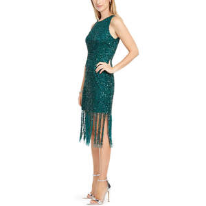 Abito Corto da Donna Adrianna Papell Verde Scuro con Perline, Taglia 8, Stile Tubino, Abito da Ballo, Linea ad A, Vita Bassa, per Serate Eleganti - Product Image 3