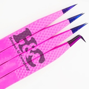 Nouveauté : Pince à épiler pour cils en diamant, en acier inoxydable durable, rose vif, pour extensions de cils en volume - Product Image 2