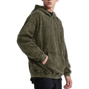 Sweat-shirts d'hiver personnalisés, couleur délavée à l'acide, qualité supérieure, 100% coton, impression numérique, pull uni pour homme - Product Image 2