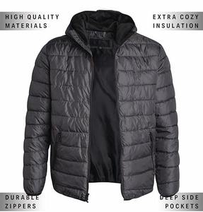 Chaqueta acolchada con capucha de invierno informal para hombre, transpirable, impermeable, para montañismo al aire libre, con cremallera y logotipo frontal personalizado - Product Image 5