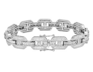 S925 <b>Sterling</b> <b>Silver</b> Round and Baguette Cut Moissanite VVS Clarity Diamond Studded Hip Hop <b>Bracelet</b> <b>For</b> <b>Men</b> - Product Image 6