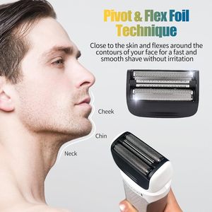 Paquete de 2 cabezales de afeitado de repuesto con doble cuchilla y cuchilla de corte para afeitadora eléctrica facial - Product Image 3