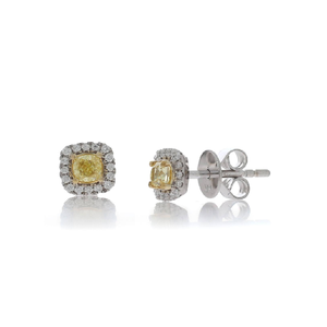 Pendientes de diamantes amarillos naturales certificados por IGI de calidad superior Diseños contemporáneos para mujeres modernas El mejor precio disponible - Product Image 1