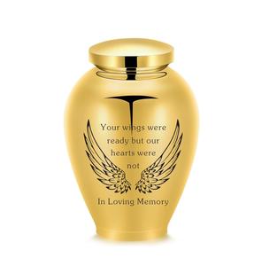Urnes de crémation pour cendres humaines ailes d'ange arbre de vie urne pour cendres pour femmes hommes adultes funérailles taille personnalisée urne or - Product Image 1
