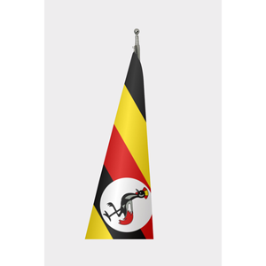 Drapeau d'intérieur officiel d'Ouganda avec logo personnalisé, impression numérique sur polyester et mât de drapeau en aluminium plastique - Product Image 3