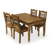 Ensemble de table à manger contemporaine en bois massif pour 6 personnes avec chaises |   Meubles de salle à manger durables et écologiques pour la maison