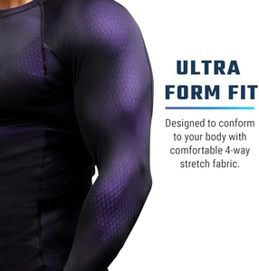 Venta caliente Rash Guard para adultos Logotipo personalizado MMA Patrón único Acabado brillante Mezcla de poliéster elástico Rash Guards en venta - Product Image 2