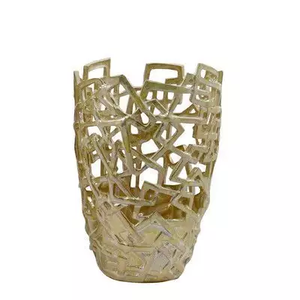 แจกันดอกไม้ทำจากโลหะสีผสมเข้ากันดีที่สุด,แจกันและแจกันดอกไม้ดีไซน์แฮนด์เมดสำหรับตกแต่งบ้านสีเขียว - Product Image 6