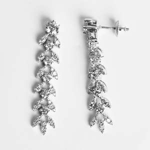 NOVAMART Fine 925 Sterling <b>Silver</b> <b>Drop</b> <b>Earrings</b> Aiza Dangler Trendy Feather Design for Wedding Party Gift Features Zircon Pearl - Product Image 5