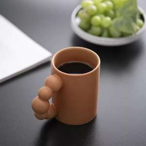 <span class=keywords><strong>Mug</strong></span> moderne grande capacité avec poignée perlée, tasse à café en céramique artisanale irrégulière avec poignée perlée, tasse à café en céramique pour le lait - Product Image 3