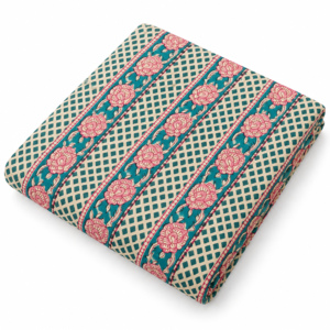 Tissu en coton bio premium, imprimé à la main, motif floral bleu, léger, écologique, respirant, pour robes d'été, décoration intérieure, filles - Product Image 4