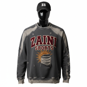 Sweat-shirt en molleton premium 330 GSM, mélange de coton lourd, col rond chaud avec logo personnalisé brodé, sweat-shirts basiques - Product Image 1