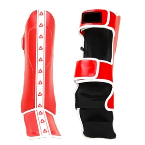 Espinilleras de boxeo de cuero ajustables hechas a medida, protección de espinillas y empeine de karate con impresión de logotipo personalizado - Product Image 1