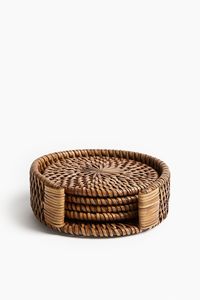 Posavasos de ratán natural elaborado con artesanía especializada, ideal para interiores de casas con temática costera o tropical de granja - Product Image 3