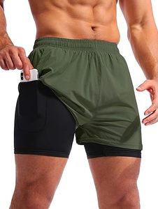 Pantalones Cortos Deportivos 2 en 1 para Hombre con Bolsillo para Teléfono, Secado Rápido, para Gimnasio, Entrenamiento, Fitness - Product Image 1