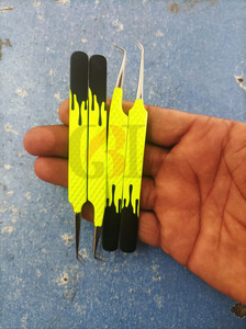 Pinzas de extensión de pestañas de acero inoxidable de 45 y 90 grados con revestimiento en polvo de doble Color de alta calidad, herramientas de belleza con logotipo personalizado - Product Image 4