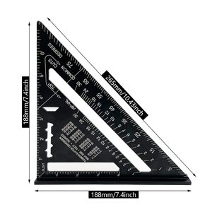 Équerre triangulaire double échelle en alliage d'aluminium de 7 pouces, haute précision, pour traçage de lignes et charpente, pour <span class=keywords><strong>menuisier</strong></span> - Product Image 2