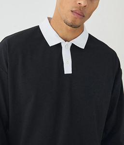 Custom made polo <b>T</b>-<b>shirt</b> for <b>men</b> solid colour contrast collar <b>long</b> <b>sleeve</b> 100% cotton loose fit custom printed Polo <b>t</b>-<b>shirts</b> - Product Image 5