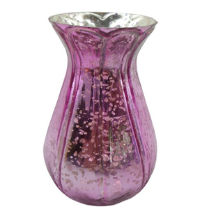 Vase à fleurs en verre pour la décoration de la maison pot de fleurs au design de luxe de couleur rose antique pour la décoration du salon - Product Image 1