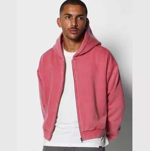 Haute qualité lavage à l'acide hommes sweat à capuche zippé surdimensionné fermeture éclair sweat à capuche lavé personnalisé unisexe nous poids lourd thermique sweats à capuche zippés - Product Image 3