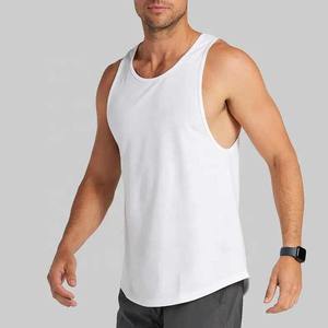Camiseta de entrenamiento de algodón con logotipo personalizado, ligera, suave, para gimnasio, blanca, lisa, camisetas sin mangas para correr para hombre - Product Image 2